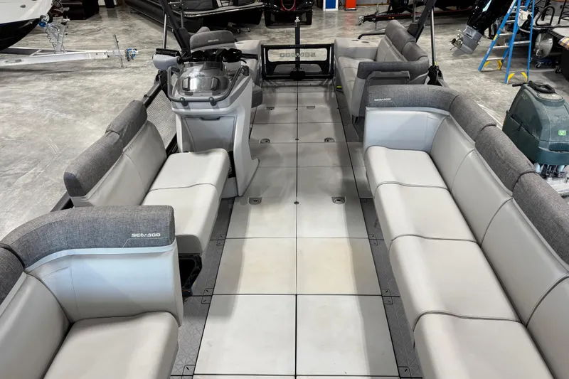 Slide: The Image of 2023 Sea-Doo Switch Cruise 21 interior with spacious seating and modern design. - 16