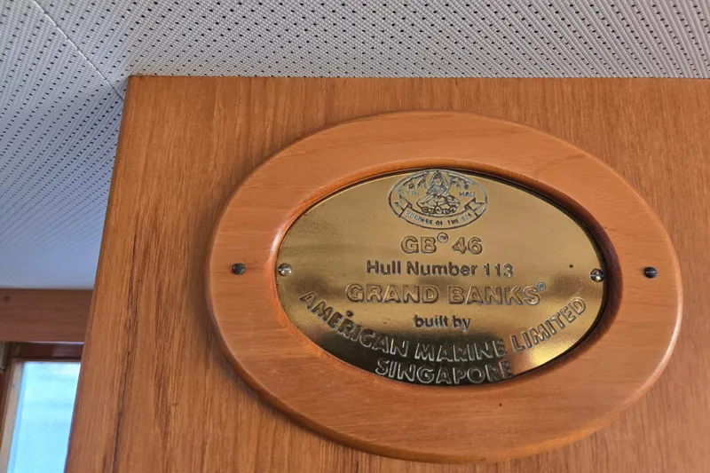 Slide: The Image of Plaque of 1992 Grand Banks 46 Classic, Hull Number 113, by American Marine Limited. - 19