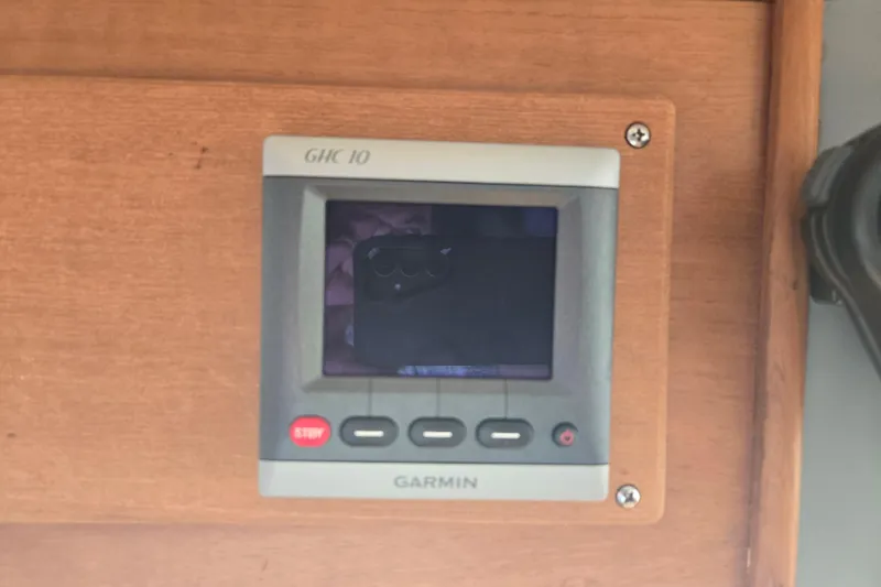 Slide: The Image of Garmin GHC 10 marine display on 1992 Grand Banks 46 Classic yacht dashboard. - 37