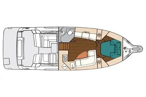 Slide: The Image of 2004 Tiara Yachts 3600 Sovran layout, featuring spacious cabin and seating areas. - 24
