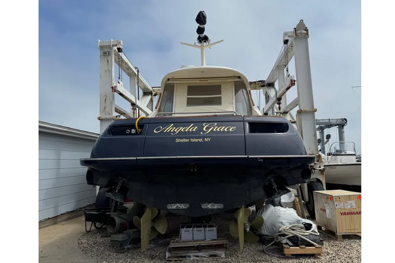 Slide: The Image of 2009 Mochi Craft 44 Dolphin yacht "Angela Grace" on dry dock at Shelter Island, NY. - 8