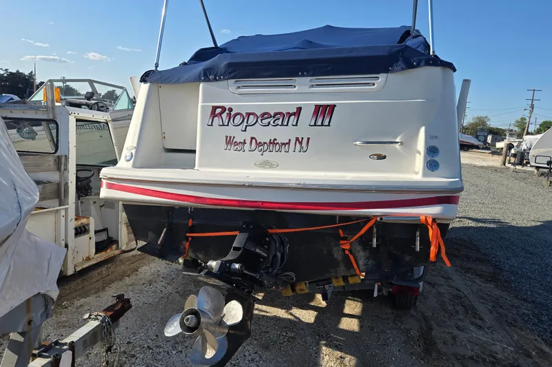 Slide: The Image of 2001 Maxum 2400 SCR boat named "Riopearl III" in West Deptford, NJ, rear view. - 12