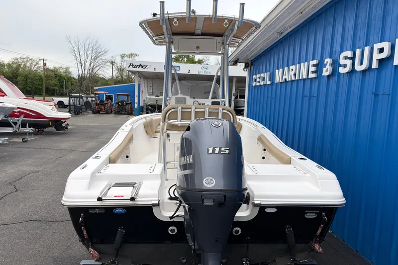 Slide: The Image of 2017 Tidewater 198 CC Adventure boat with Yamaha 115 engine at Cecil Marine. - 2