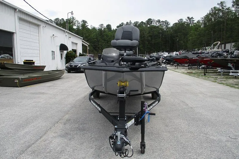 Slide: The Image of 2026 Tracker Pro 170 boat on trailer in outdoor dealership lot. - 4