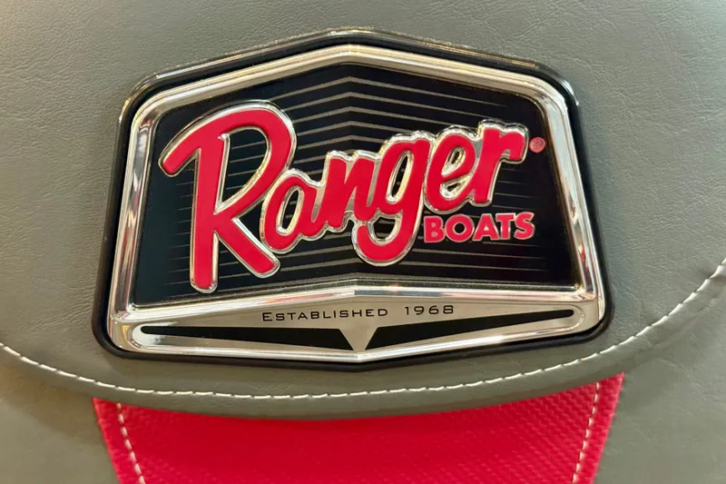 Slide: The Image of Ranger Boats logo on a 2026 Ranger RT188P, established 1968, with red and black design. - 21