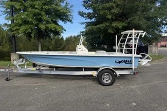 The Image of 2026 Mako 18 Pro Skiff boat on trailer, parked outdoors. - 0