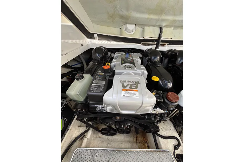Slide: The Image of Engine compartment of a 2018 Formula 330 Crossover Bowrider I/O with Big Block V8 engine. - 21