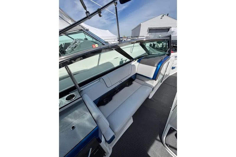 Slide: The Image of 2018 Formula 330 Crossover Bowrider I/O interior with sleek seating and modern design. - 9