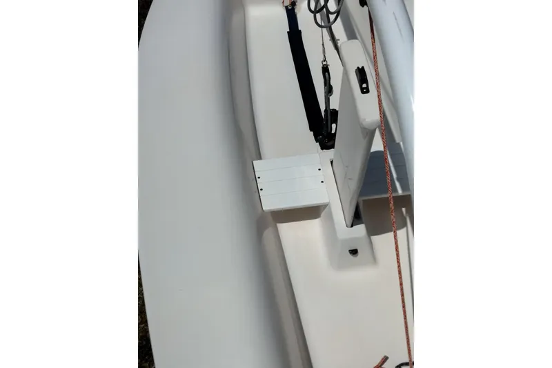 Slide: The Image of 2014 Catalina 12.5 Expo sailboat deck with rigging and seating details. - 4