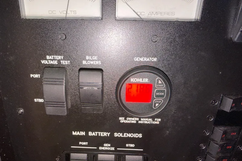 Slide: The Image of Electrical control panel on a 2008 Sea Ray 380 Sundancer yacht. - 14