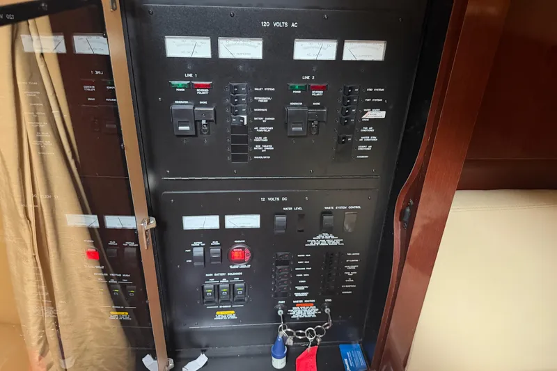 Slide: The Image of Helm of 2008 Sea Ray 380 Sundancer with Garmin navigation system, docked at marina. - 15