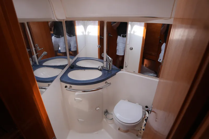 Slide: The Image of Bathroom interior of 2007 Bavaria 37 C yacht with sink and toilet. - 19