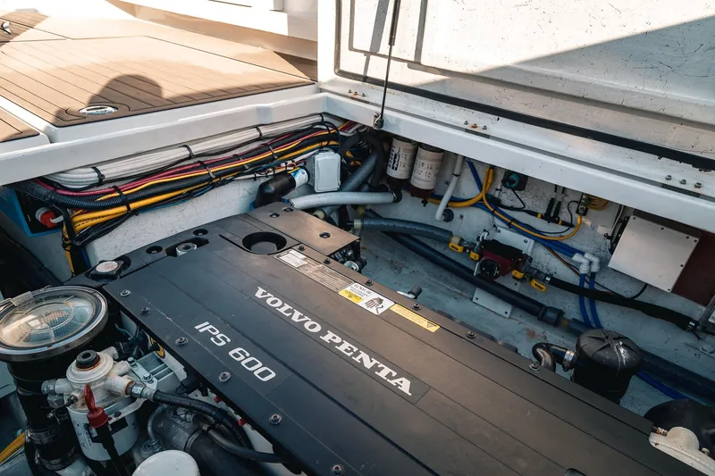Slide: The Image of Engine compartment of a 2019 Lindell 46' boat with Volvo Penta IPS 600. - 79
