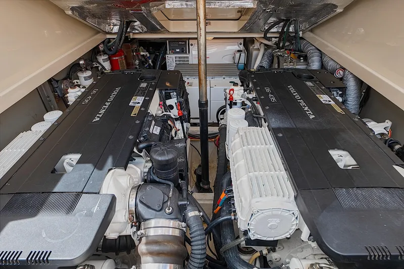 Slide: The Image of Engine room of 2018 Hinckley Picnic Boat 37 MKIII with Volvo Penta engines. - 49
