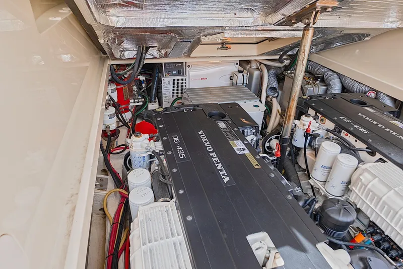 Slide: The Image of Engine compartment of 2018 Hinckley Picnic Boat 37 MKIII with Volvo Penta engines. - 50