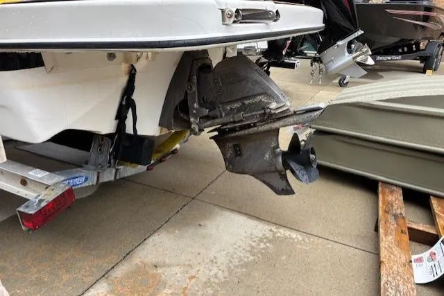 Slide: The Image of 2008 Regal 1900 Bowrider boat stern and propeller on trailer. - 4