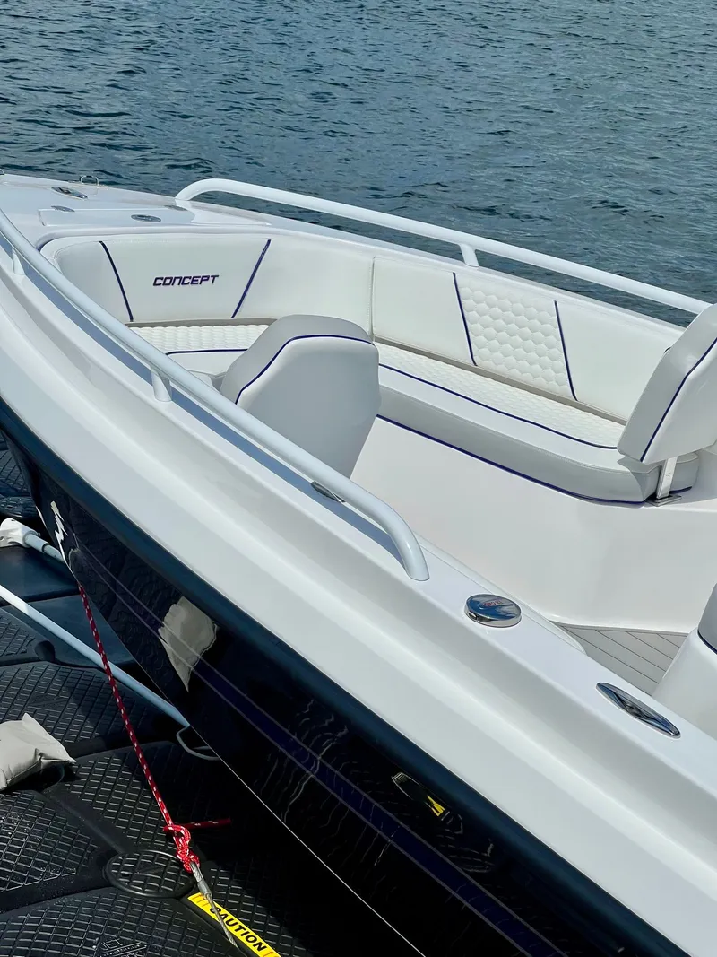 Slide: The Image of Luxurious Concept 23 boat from 2025 on calm water. - 15
