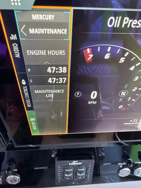 Slide: The Image of Boat display showing maintenance info and engine data, Concept 23 model, year 2025. - 21