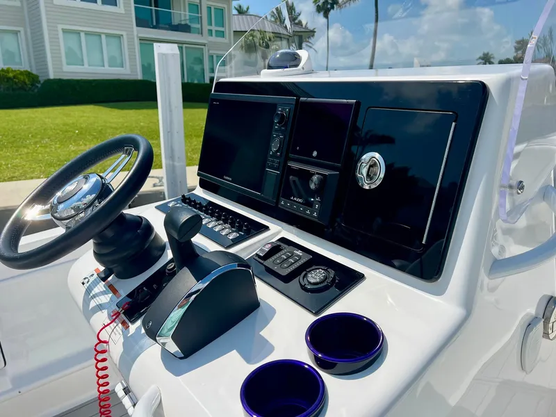 Slide: The Image of Futuristic boat cockpit with modern controls, Concept 23 model, year 2025. - 8