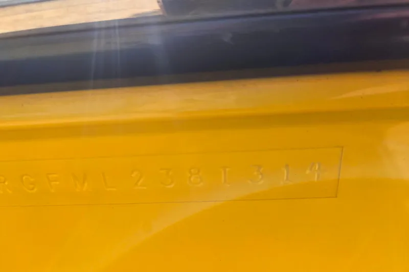 Slide: The Image of Close-up of a 2014 Monterey 214SS Super Sport hull identification number. - 22