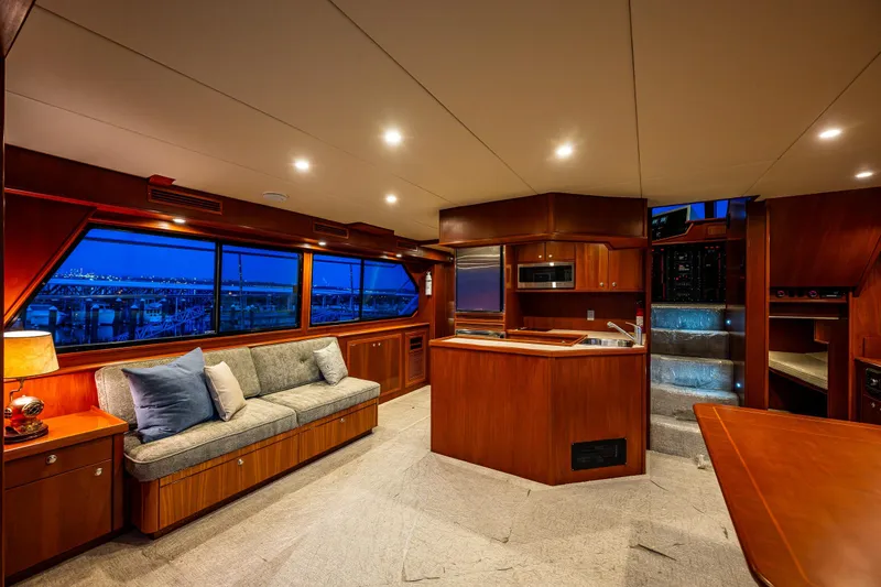 Slide: The Image of Luxurious interior of a 2009 Northwest Powercats 58 yacht with elegant wood finishes. - 20