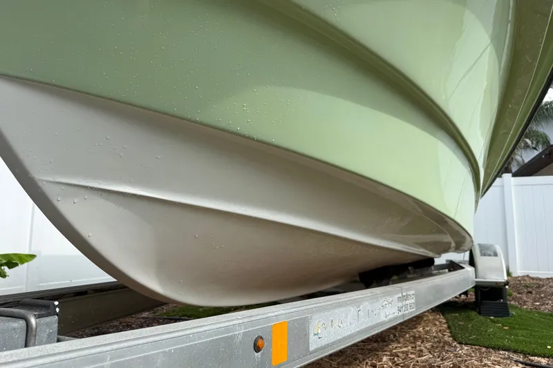 Slide: The Image of 2016 Panga 22 BOCA GRANDE boat on trailer, close-up of hull design. - 7
