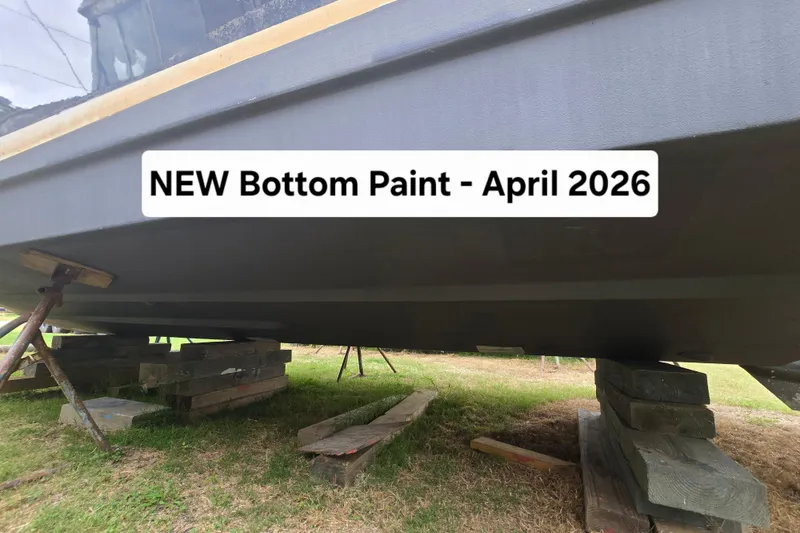Slide: The Image of 2003 Rinker Fiesta Vee 342 with new bottom paint, April 2026. - 5