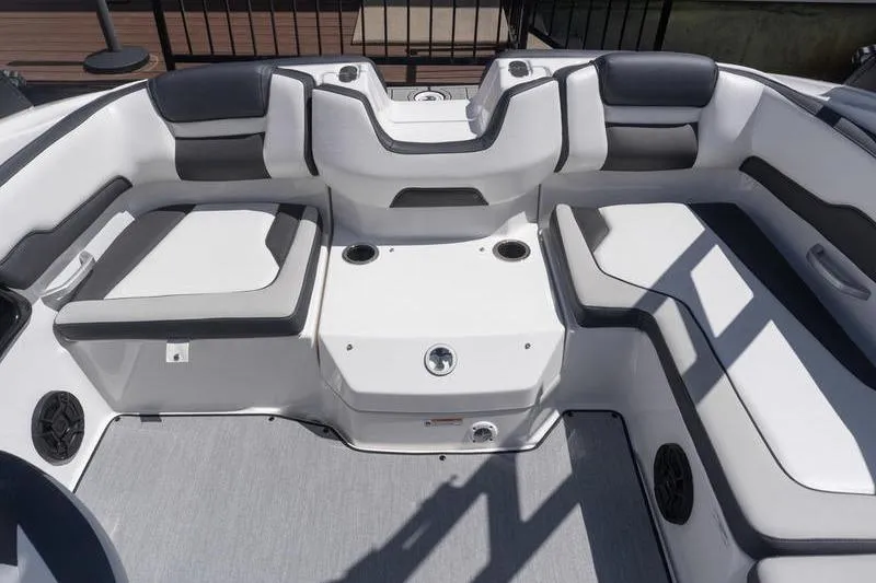 Slide: The Image of 2026 Yamaha Boats AR195 interior with sleek seating and modern design. - 20