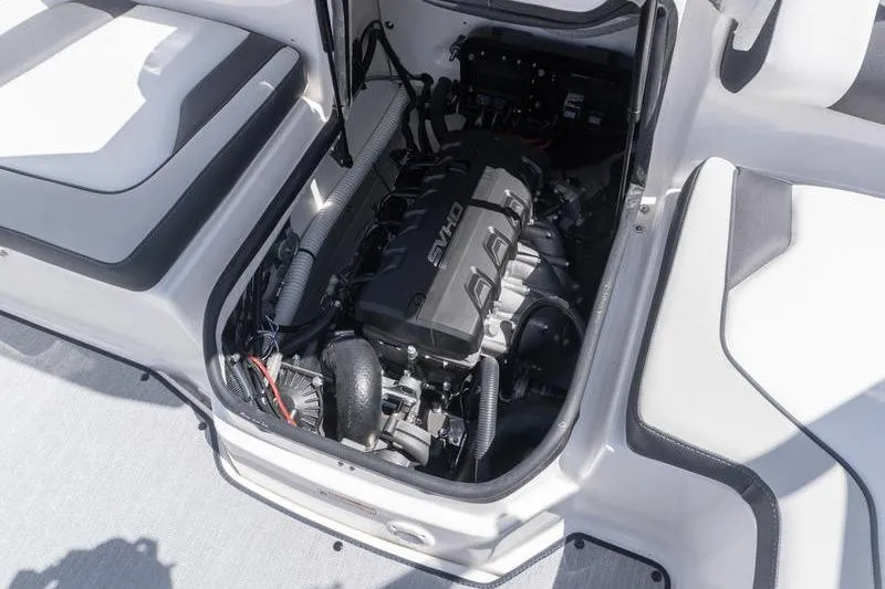Slide: The Image of 2026 Yamaha Boats AR195 engine compartment showcasing powerful motor design. - 23
