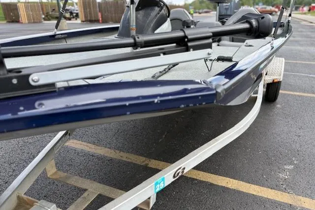 Slide: The Image of 2017 G3 Sportsman 1710 Vinyl boat on trailer in parking lot. - 45