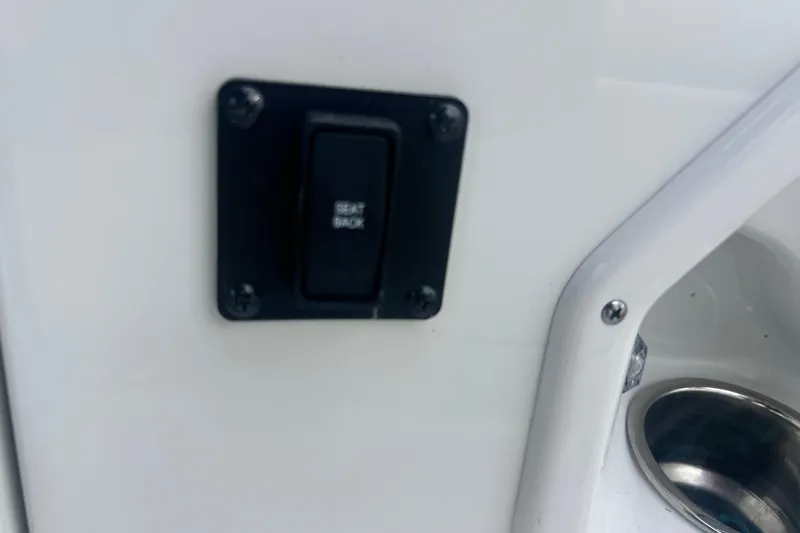 Slide: The Image of Switch labeled "Seat Back" on 2018 Crownline 285 SS boat interior. - 17