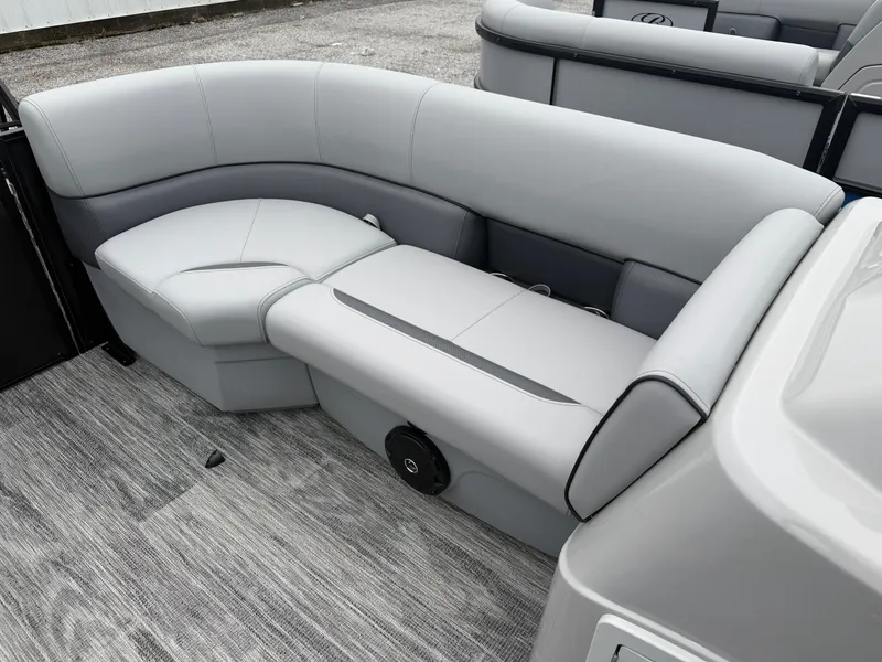 Slide: The Image of Interior of 2026 Bentley Pontoons BOLT 200 with gray upholstery. - 11