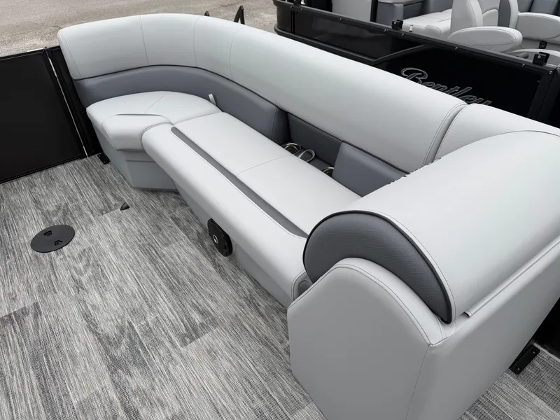 Slide: The Image of Interior of 2026 Bentley Pontoons BOLT 200 with gray upholstery. - 16
