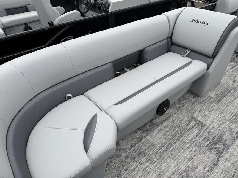 Slide: The Image of Luxurious seating in Bentley Pontoons BOLT 200, 2026 model. - 17