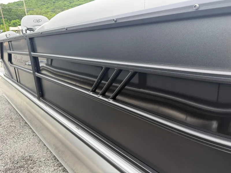Slide: The Image of 2026 Bentley Pontoons BOLT 200 side view, sleek design. - 3