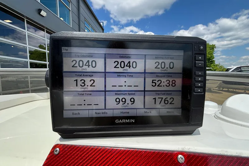 Slide: The Image of Garmin display on 2007 Fountain 42 Lightning showing trip data and fuel usage. - 30