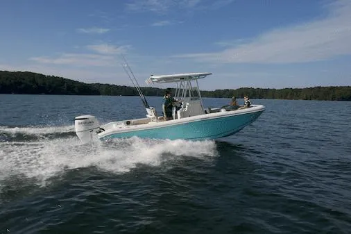 Slide: The Image of 2021 Carolina Skiff 26 Ultra Elite boat with spacious seating and sleek design. - 6