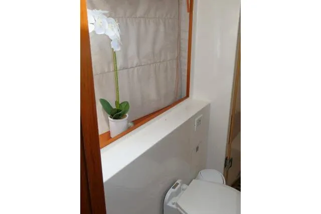 Slide: The Image of Bathroom interior of 2014 Tayana Isara 50 yacht with orchid and window. - 37