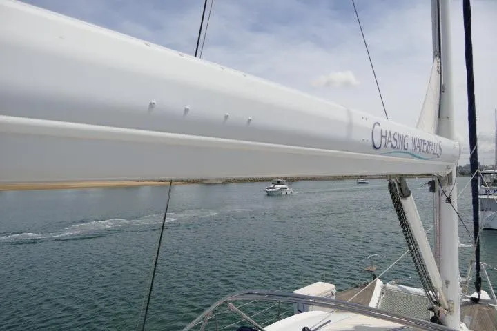Slide: The Image of Sailing yacht Tayana Isara 50, 2014 model, cruising on calm waters. - 91
