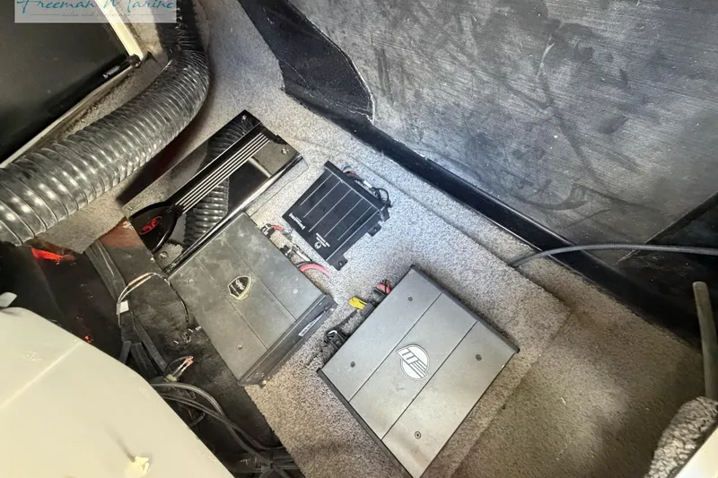 Slide: The Image of Audio equipment installed in a 2019 Malibu Wakesetter 24 MXZ boat interior. - 20