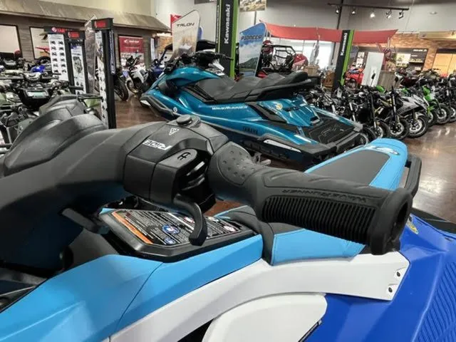 Slide: The Image of 2026 Yamaha WaveRunner JetBlaster in showroom, close-up of handlebars. - 8