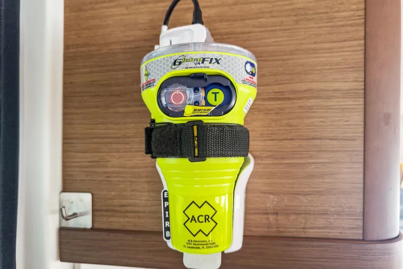 Slide: The Image of Emergency beacon on Lagoon 42 yacht, 2020 model, mounted on wooden panel. - 33