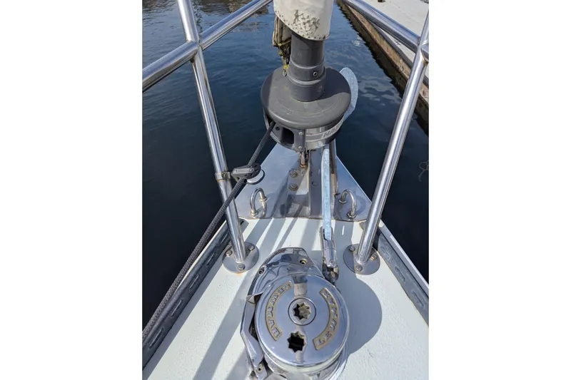 Slide: The Image of Bow of 1980 SCEPTRE 36 sailboat with anchor and winch system. - 14