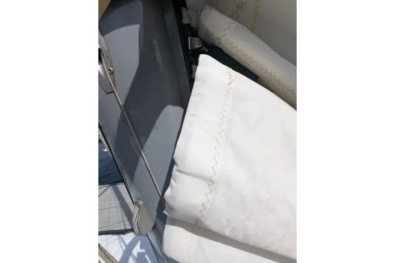 Slide: The Image of Close-up of 1980 SCEPTRE 36 sailboat rigging and sail details. - 34