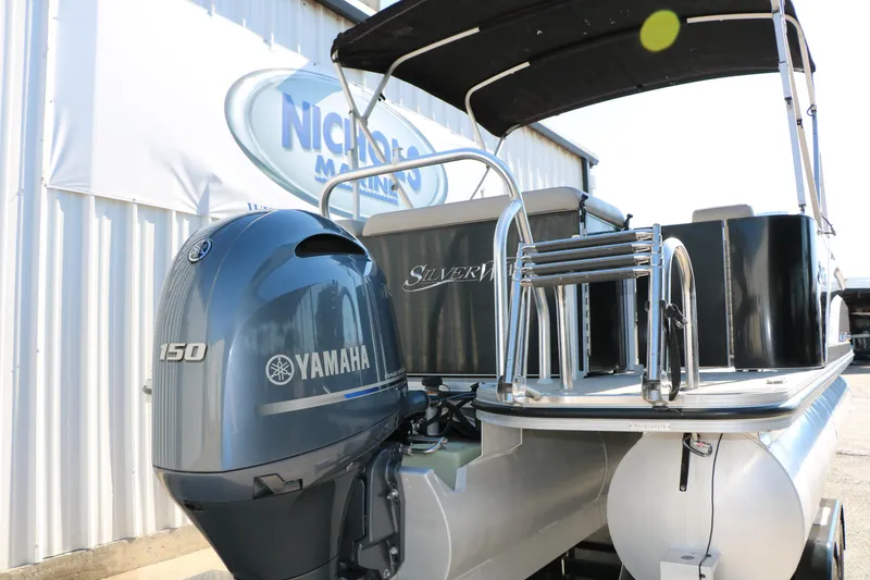 Slide: The Image of 2020 Silver Wave 2210 SW5 L pontoon boat with Yamaha 150 engine at dealership. - 8