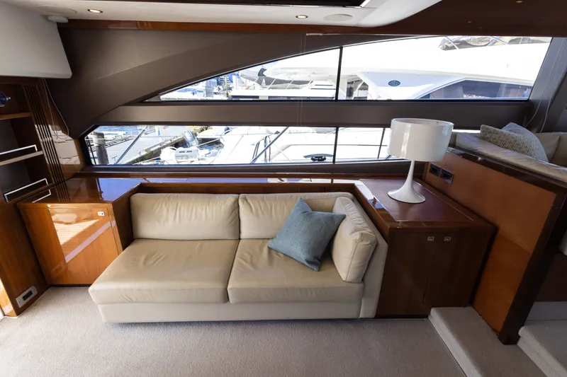 Slide: The Image of Interior of 2014 Princess 64 Flybridge Yacht with sofa and lamp. - 13
