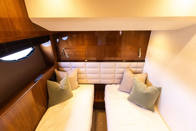 Slide: The Image of Interior of 2014 Princess 64 Flybridge Yacht with twin beds. - 42