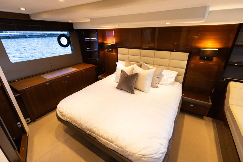 Slide: The Image of Luxurious bedroom on a 2014 Princess 64 Flybridge Motor Yacht. - 48