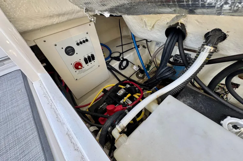Slide: The Image of 2022 Robalo R247 Dual Console boat electrical panel and wiring system. - 28