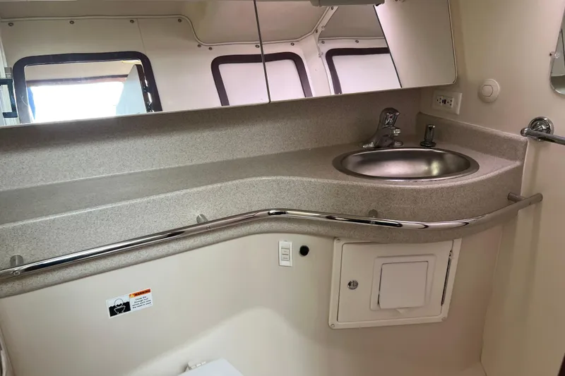 Slide: The Image of Catalina 470 yacht bathroom interior with sink and mirror, 2008 model. - 29